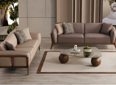 Beige Wohnzimmer Stoffsofas Designer Polstercouchen Edle 3-Sitzer