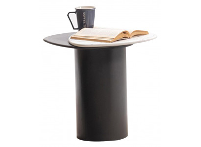 Schwarzer Beistelltisch Edler Abgerundeter Kaffeetisch Metallgestell