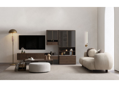 Elegantes Wohnzimmer-Set Polstersofa TV-Lowboard Bücherregal Tische