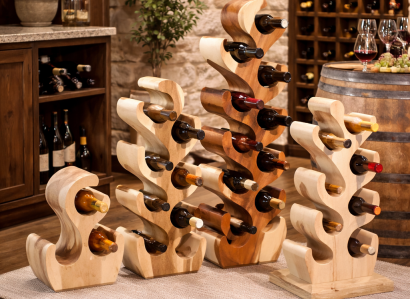 Designer Weinständer-Set Luxuriöse Holzmöbel Robuste Weinhalter