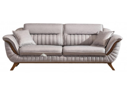Hellgraues Stoffsofa Wohnzimmer Designer 3-Sitzer Couch Textilsofa