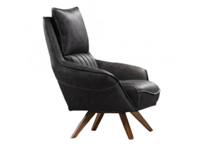 Stilvoller Schwarzer Ledersessel Designer Polstersessel Einsitzer