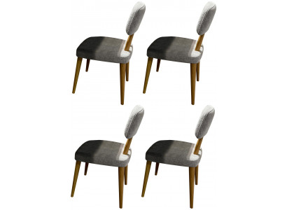 Graue Polsterstühle Stilvolle Holzfüße Designer 4x Küchenstühle