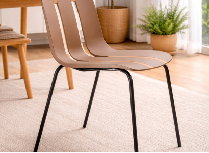 Beiger Esszimmer Streifenstuhl Elegantes Metallgestell Edler Stuhl
