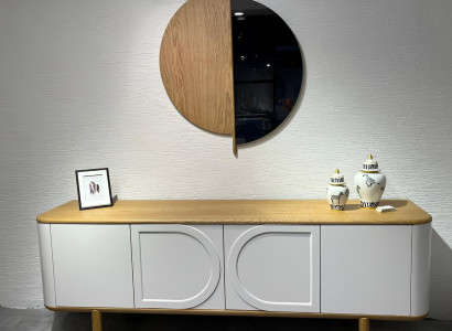 Weißes Designer Sideboard Luxuriöses Holz Wohnzimmer Lowboard