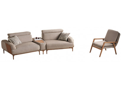 Exklusives Wohnzimmer Stoffset Designer 2-Sitzer Polstersessel 2tlg