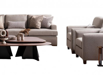 Wohnzimmer-Set 3-teilig 3-Sitzer und 2 Sessel für stilvolles Wohnen.