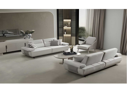Elegante Weiße Wohnzimmer Couchgarnitur 2x Polstersofas Textilsessel