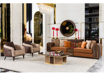 Elegante Wohnzimmer Garnitur Edle Textilsessel Designer Couch Tisch
