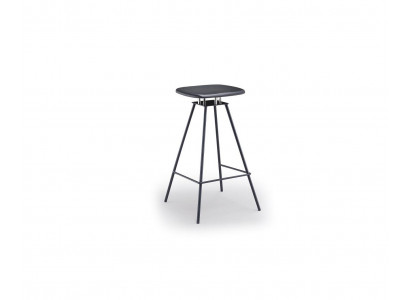 Moderner Barhocker mit schwarzem Sitz und schwarzem Metallgestell