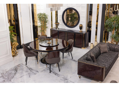 Großes braunes Esszimmer-Set Esstisch Stühle Konsole Spiegel Esszimmermöbel