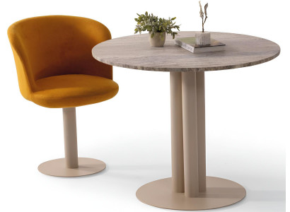 Stilvolle Esszimmergarnitur Designer Rundtisch Edler Sitzstuhl 2tlg