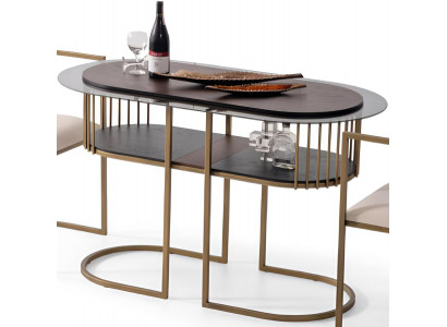 Moderner Ovaler Esstisch Designer Küchentische Edles Metallgestell