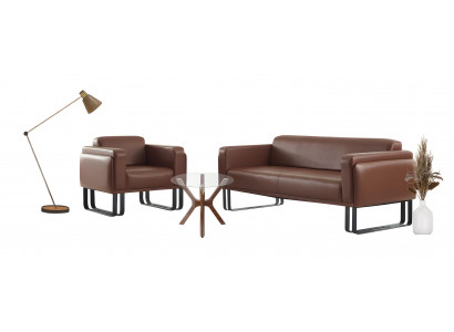 Hochwertige Braue Wohnzimmer Sofagarnitur Luxus Couchen 2x Sessel