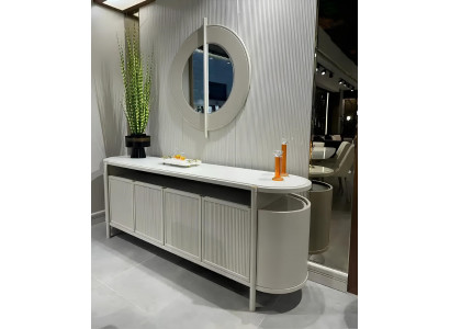 Stilvolle Weiße Kommode Designer Spiegel Wohnzimmer Holz Konsole