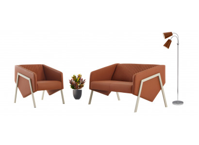 Designer Orange Sofagarnitur Moderne 2x Polstersessel 3-Sitzer Sofa