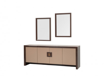 Beiges Sideboard Stilvolle 2x Spiegel Wohnzimmer Anrichte Kommode