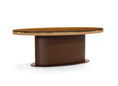 Brauner Ovaltisch Stilvolle Esszimmertische Designer Tischplatte