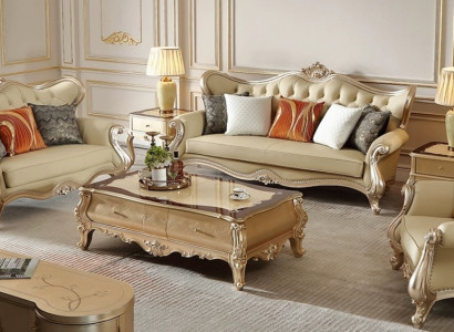 Stilvolle Klassische Sofagarnitur Designer 2-Sitzer 3-er Couchtische