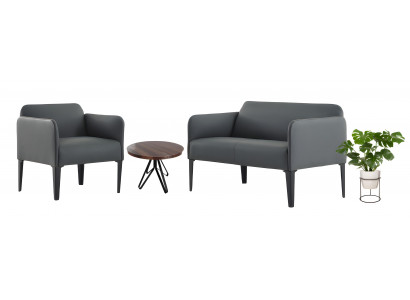 Moderne Graue 2-Sitzer Couch Stilvolle Leder Sessel Luxus Garnitur
