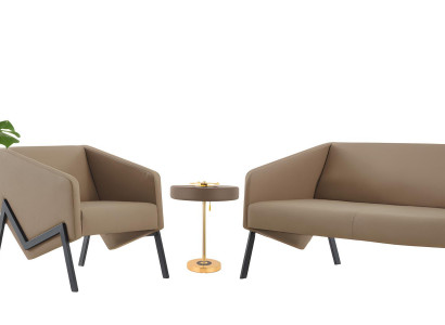 Beige Wohnzimmer Sofagarnitur Designer 2-Sitzer 2x Luxus Sessel
