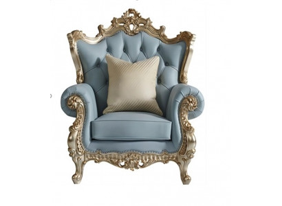 Blauer Klassischer Chesterfield Sessel Wohnzimmer Polstersessel