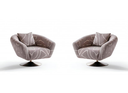 Grauer Stoffsessel Weicher Sessel Sesselgarnitur Wohnzimmermöbel Designermöbel
