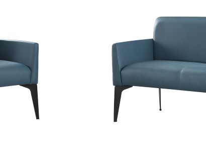 Designer Blaue Couchgarnitur Stilvoller 2-Sitzer Edle 2x Sessel