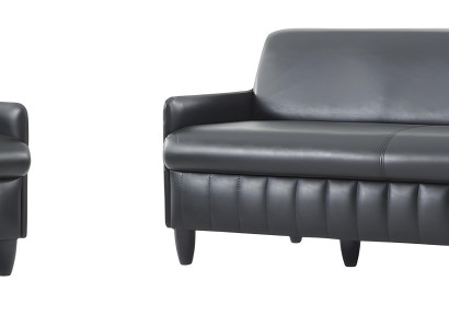 Stilvolle Schwarze Ledergarnitur Designer Ledersessel Polstercouch