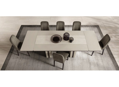 Moderne Esszimmer Garnitur Ausziehbarer Esstisch 6x Polsterstühle