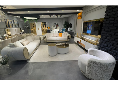 Elegantes Weißes Wohnzimmer Sofa Designer Polstercouch Textil 3-er