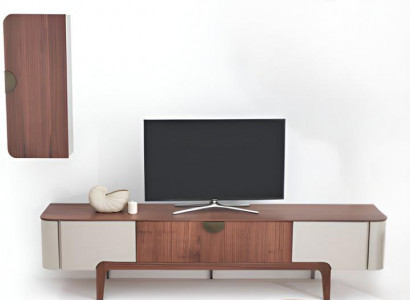 Braunes Wohnzimmer Set Designer Holz Sideboard Luxus Regale 2tlg