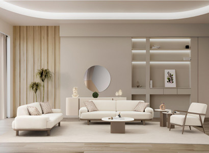 Weißes Wohnzimmer-Set – Sofas, Sessel, Couchtisch, Beistelltische & Sideboard