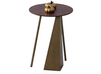 Moderner Beistelltisch mit runder Holzplatte und Metallgestell