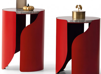 Designer Roter Beistelltisch-Set Stilvolle Ablagetische Flurtische
