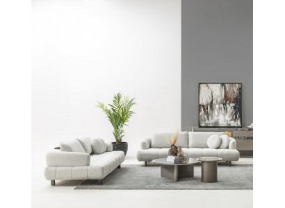 Modernes Wohnzimmer Set 2x 4 Sitzer Couchtisch Beistelltisch