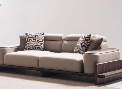 Brauner Moderner 3-Sitzer Wohnzimmer Polstersofa Designer Couch