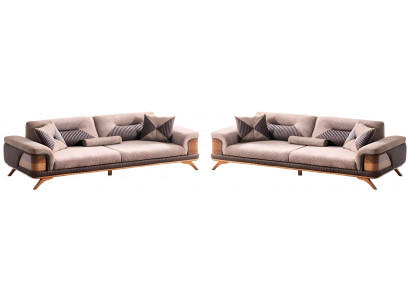 Elegante Hellbraune Couchgarnitur Designer Dreisitzer Luxus Sofas