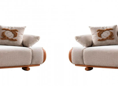 Beige Sofagarnitur Designer 3-Sitzer Sofas Edle 2x Creme Couchen