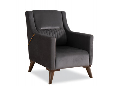 Eleganter Schwarzer Stoffsessel Designer Holzfüße Relaxsessel Möbel