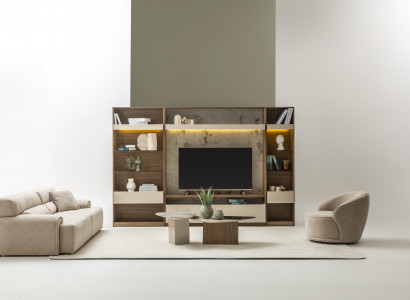 Wohnzimmer-Set mit Sofa Sessel Couchtisch Beistelltisch TV-Schrank