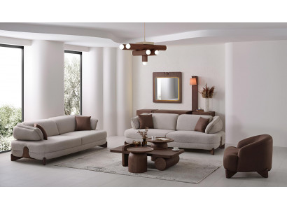 Elegantes Sofa-Set mit braunen Akzenten Komfort und Stil Grau Möbel Hochwertig