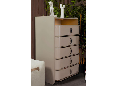 Elegante Beige Wohnzimmer Kommode Designer Anrichte Edle Holzmöbel