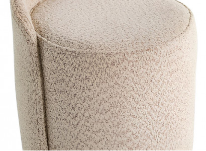 Designer Beiger Rundhocker Textilhocker Wohnzimmer Sitzhocker
