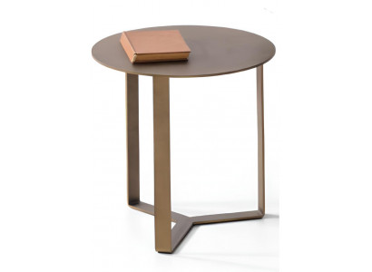 Moderner runder Beistelltisch mit Metallrahmen in bronze-gold