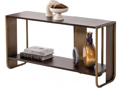 Konsolentisch mit Metallrahmen und Holzregal in edlem Design
