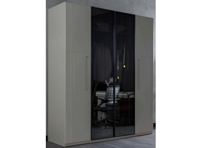 Grauer Schlafzimmerschrank Designer Spiegeltürenschrank Holzmöbel