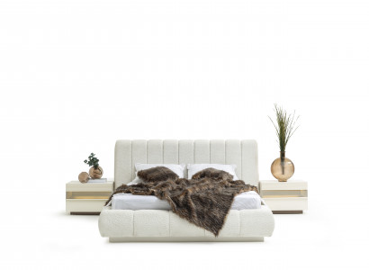 3-tlg. Set in Beige – Bett mit 2 Nachttischen, Elegant und Gemütlich