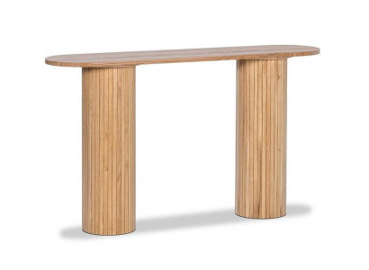 Elegante Konsole mit vertikalen Holzstreifen aus massivem Naturholz
