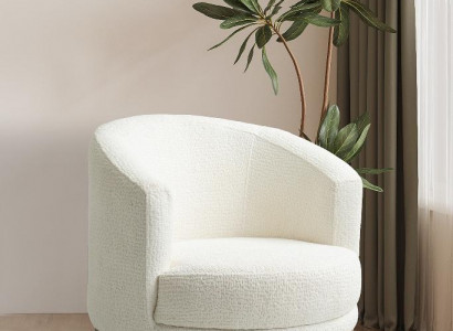 Weißer Polstersessel Designer Wohnzimmer Textilsessel Einsitzer